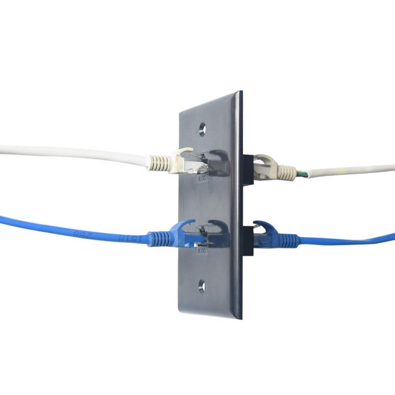 BUPLDET لوحة حائط إيثرنت بوبلدت 2 منفذ سوداء - لوحة حائط من فئة 6 RJ45 أنثوية إلى أنثوية - Image 3